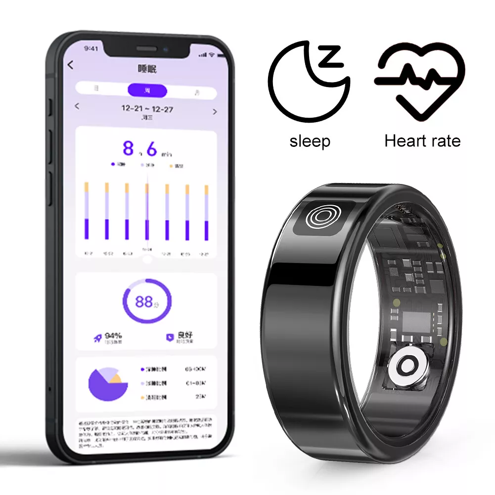 Smart Ring with Screen for Men Women Accurate Monitoring of Pedometer, Heart Rate, Blood Oxygen