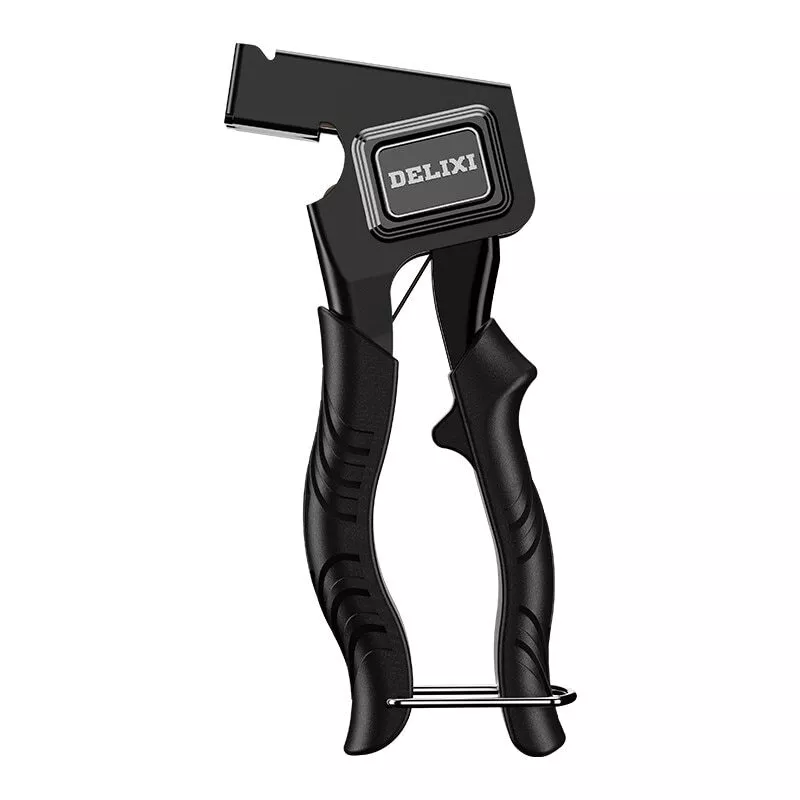 Rivet Gun Kit with 100 Pcs Rivets, Upgraded Manual Single Hand Riveter with 4 Tool-Free Interchangeable Rivet Heads and 4 Drill Bits, Manual hand rivet tool for Metal, Wood, Plastic