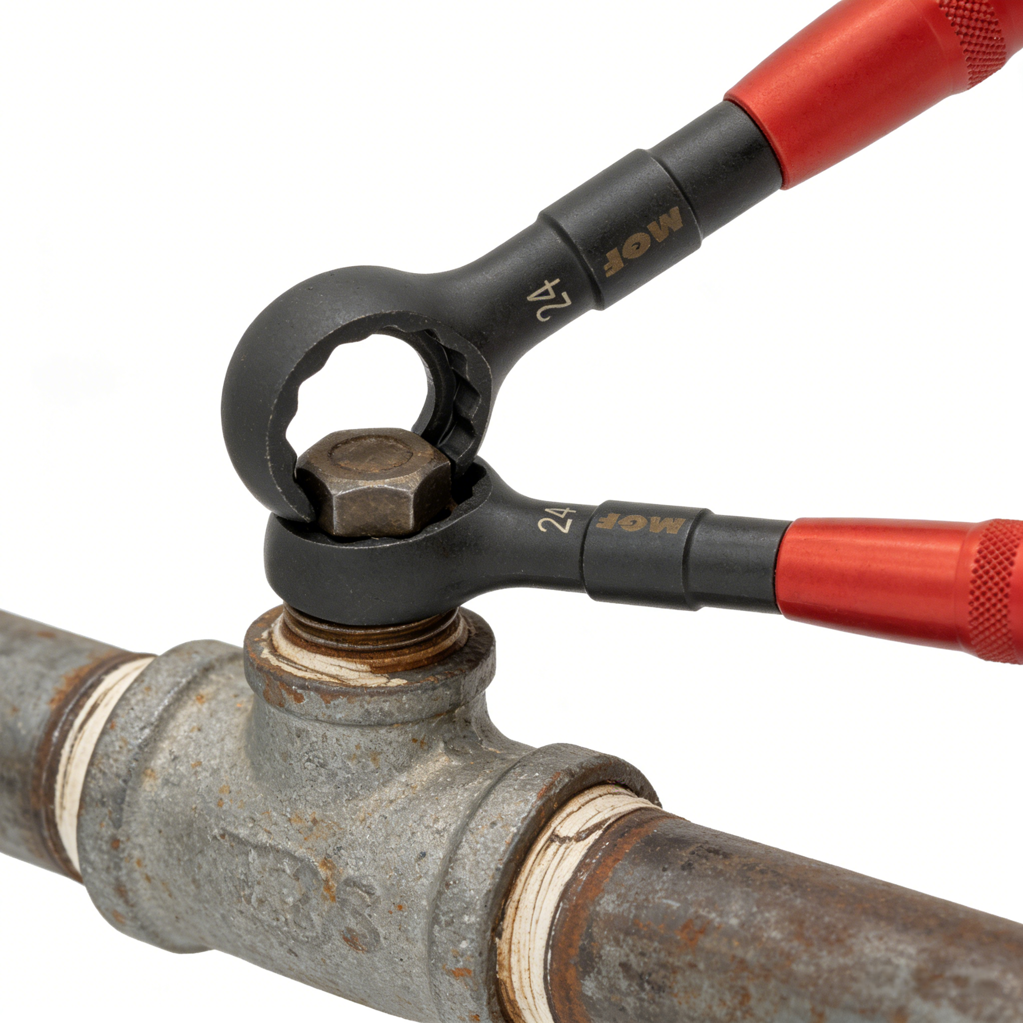 Open-end ring wrench for countersunk nuts up to 30 mm