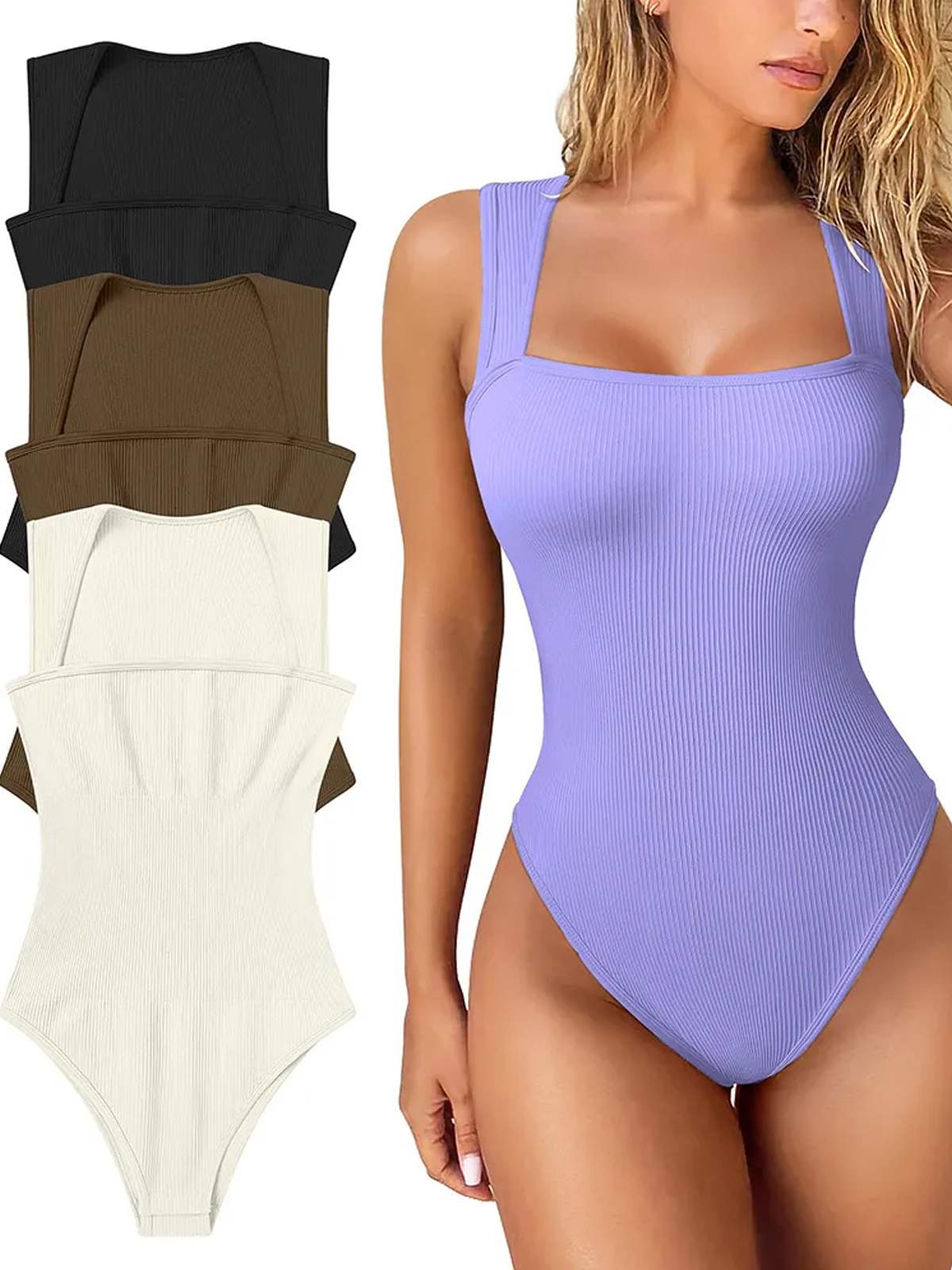 Ribbed Sleeveless Bodysuit