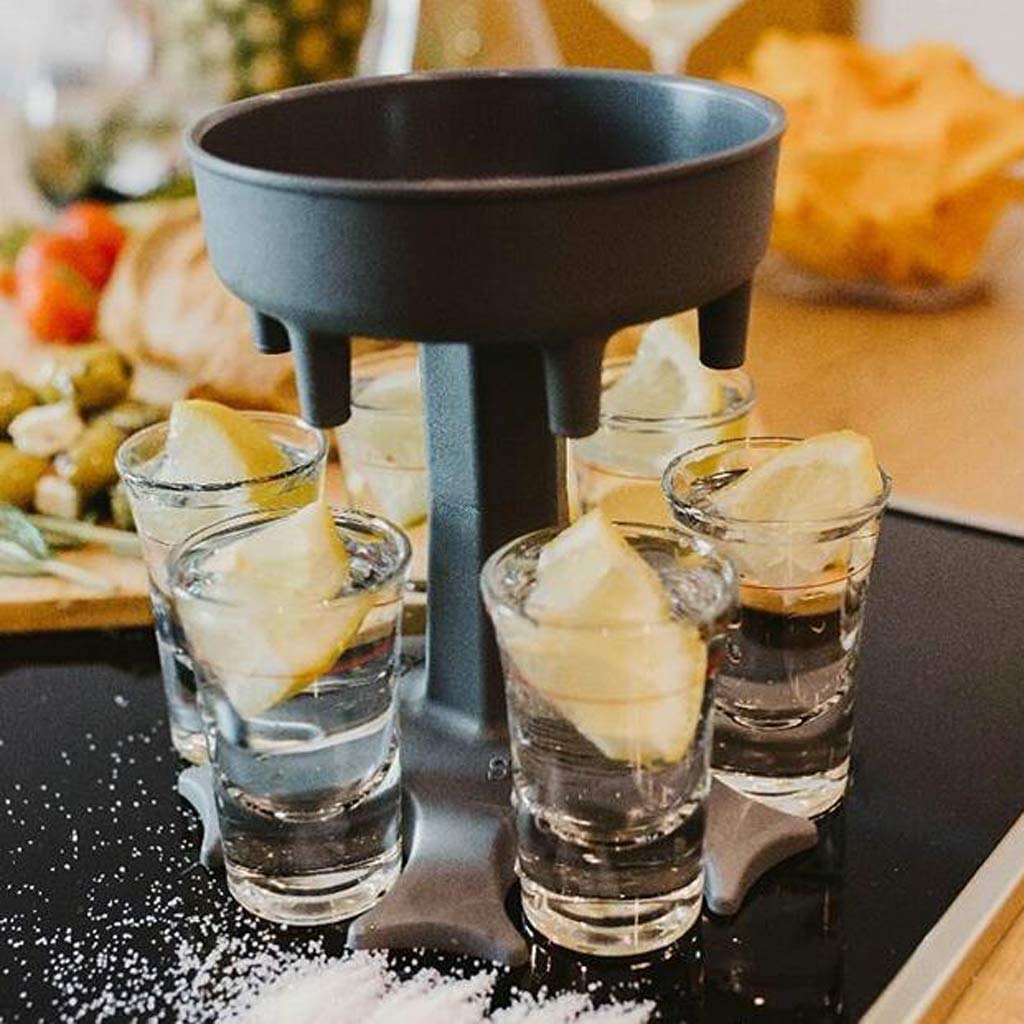 🔥HOT SELLER🔥6 Shot Glass Dispenser and Holder/Carrier Caddy Liquor Dispenser Party Gifts Drinking Games Shot Glasses Get The Party Started Faster!