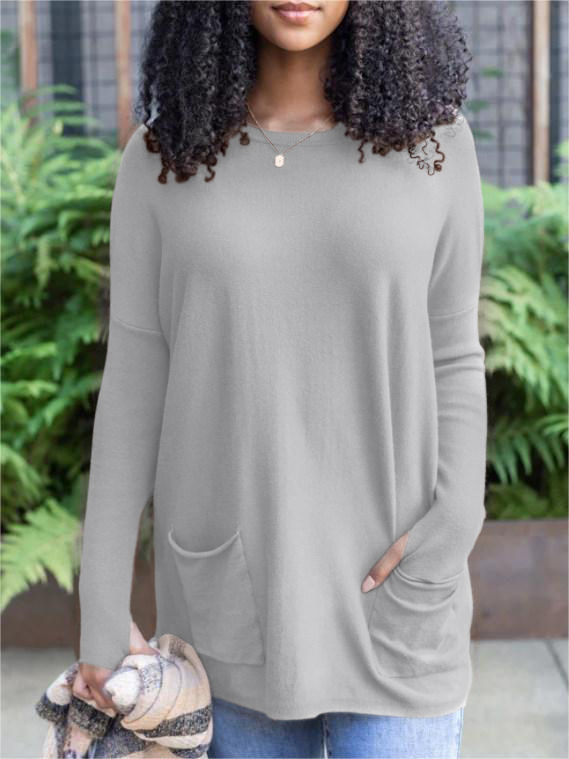 Long Sleeve Thumbhole Sweater Pocket Tunic (Buy 2 Free Shipping)