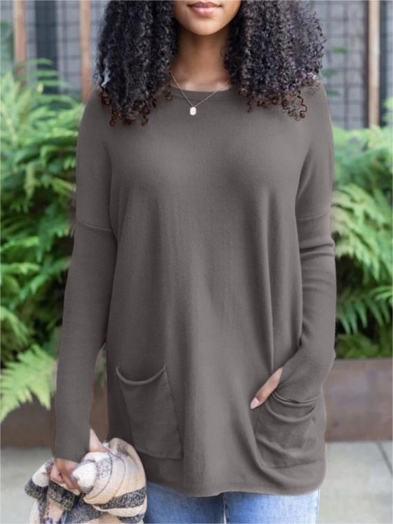 Long Sleeve Thumbhole Sweater Pocket Tunic (Buy 2 Free Shipping)