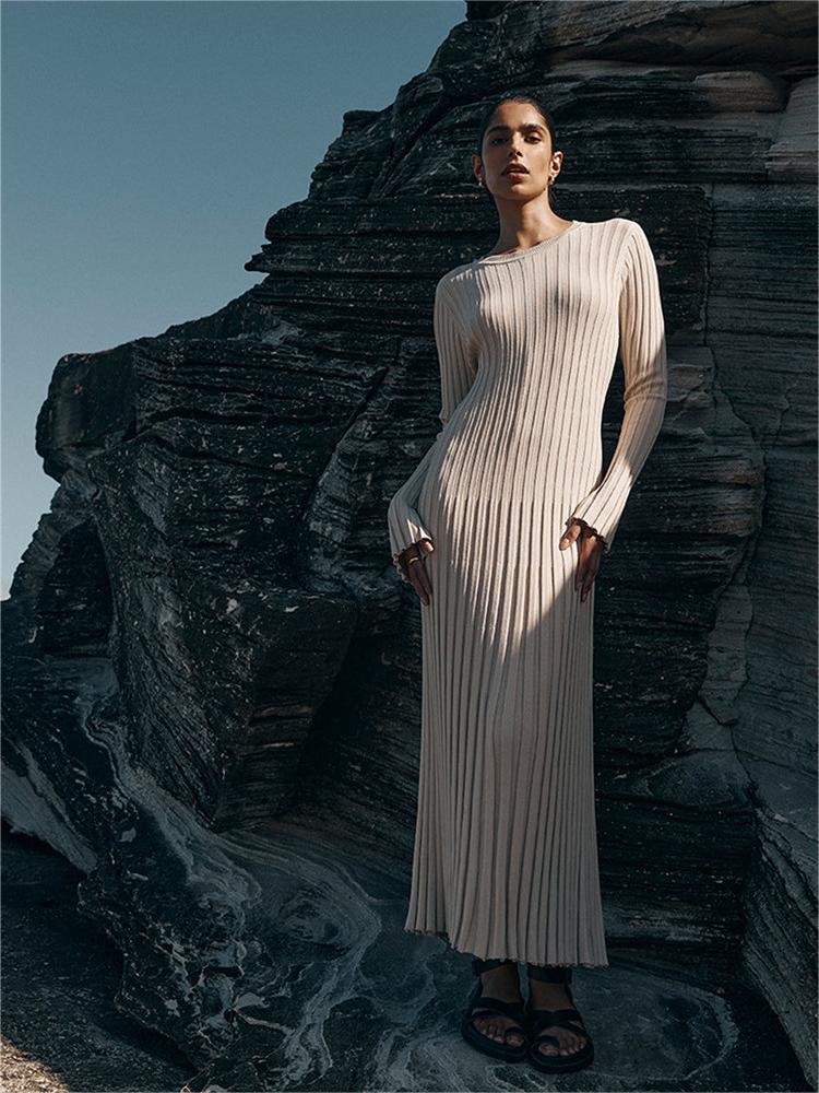 2023 Fall New Sleeved Knit Midi Dress (Buy 2 Free Shipping)