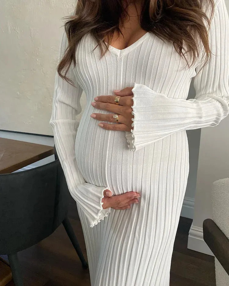 2023 Fall New Sleeved Knit Midi Dress (Buy 2 Free Shipping)