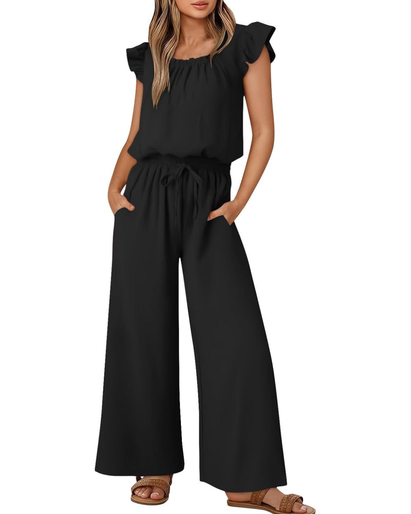 ✨Women's Linen Ruffle Sleeve Solid Color Jumpsuit (Buy 2 Free Shipping)