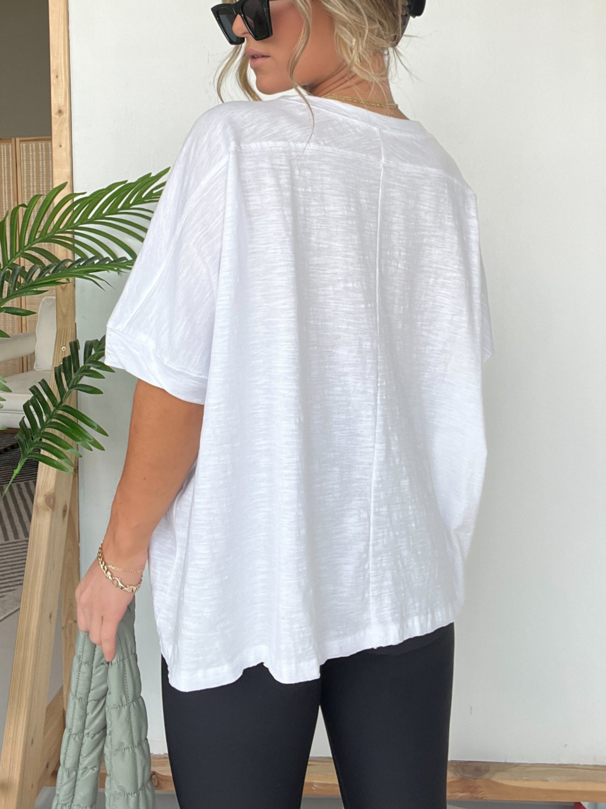 Round Neckline Oversized Midi Length Boxy Tee (Buy 2 Free Shipping)