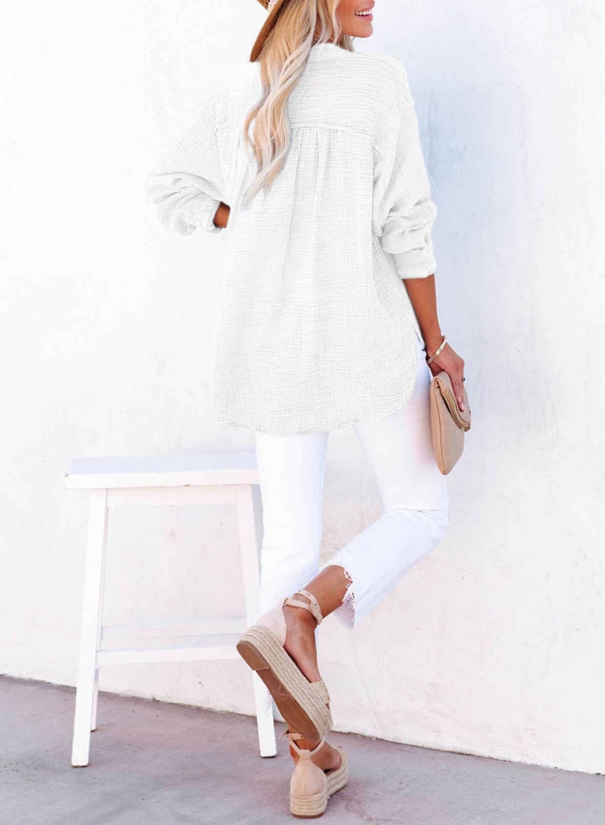 Women's Basic V-Neck Pullover Shirt T-Shirt