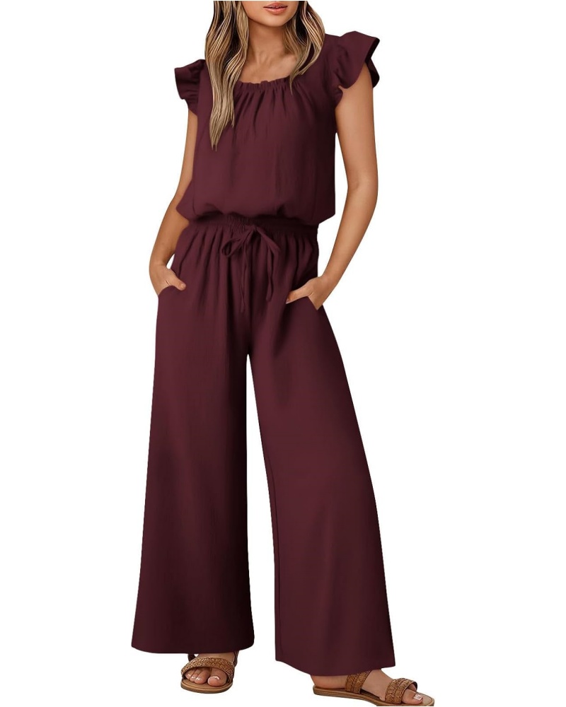 ✨Women's Linen Ruffle Sleeve Solid Color Jumpsuit (Buy 2 Free Shipping)