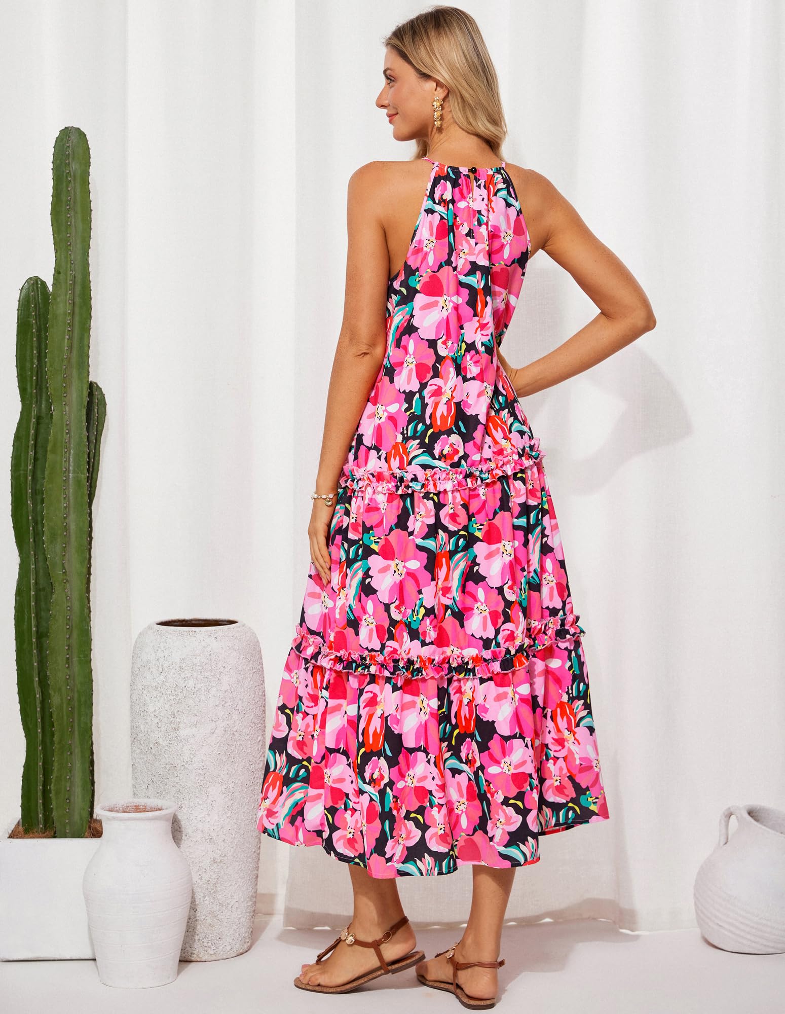Women's Halter Neck Floral Print Boho Dress (Buy 2 Free Shipping)