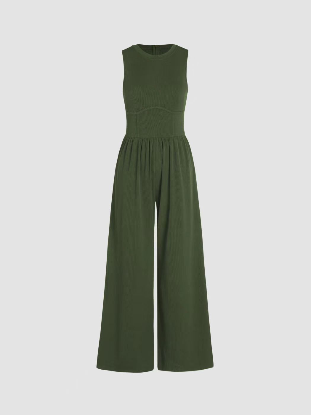 2024 NEW Solid Sleeveless Wide Leg Jumpsuit