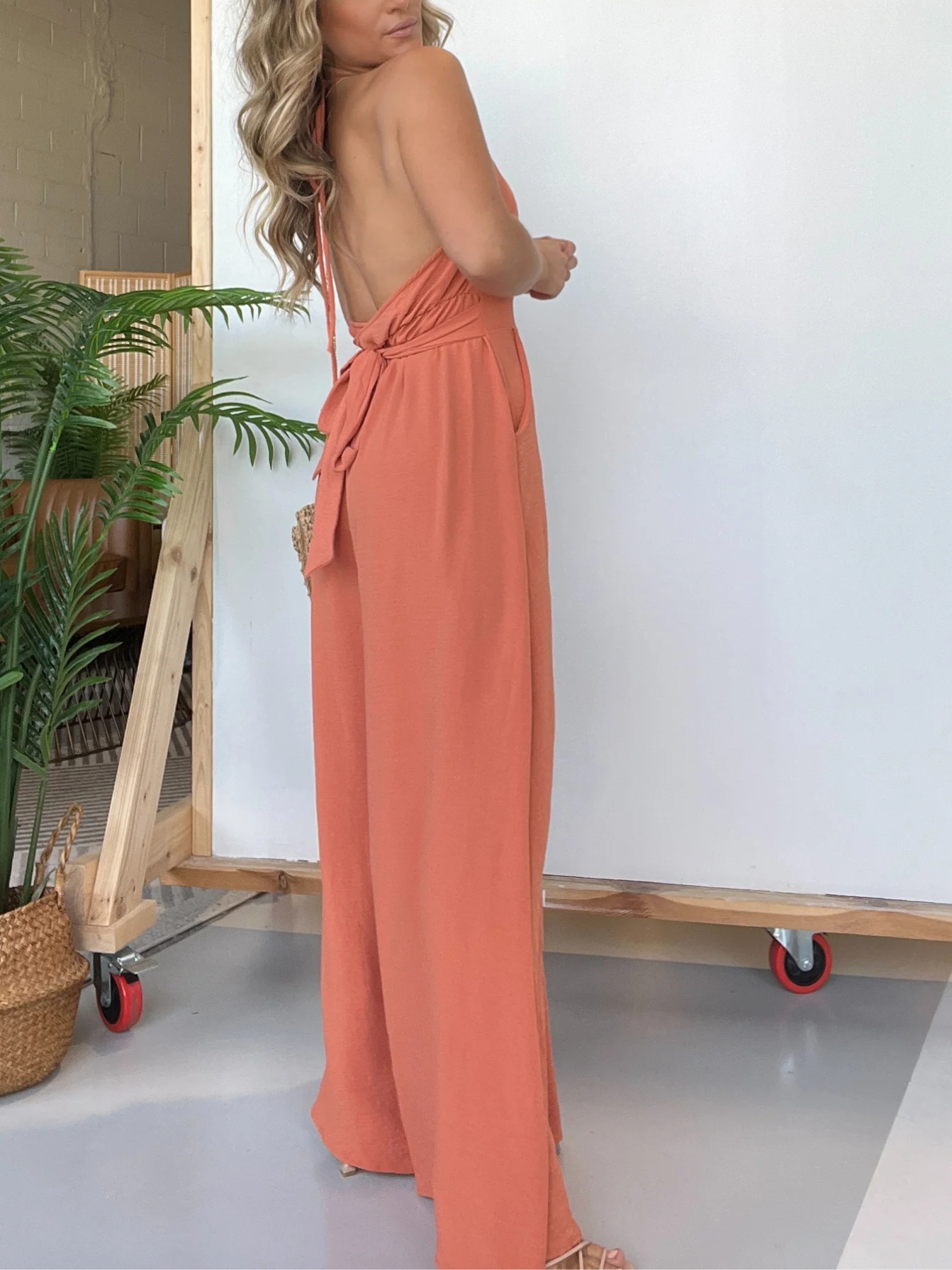 Halter Neck Open Back Jumpsuit