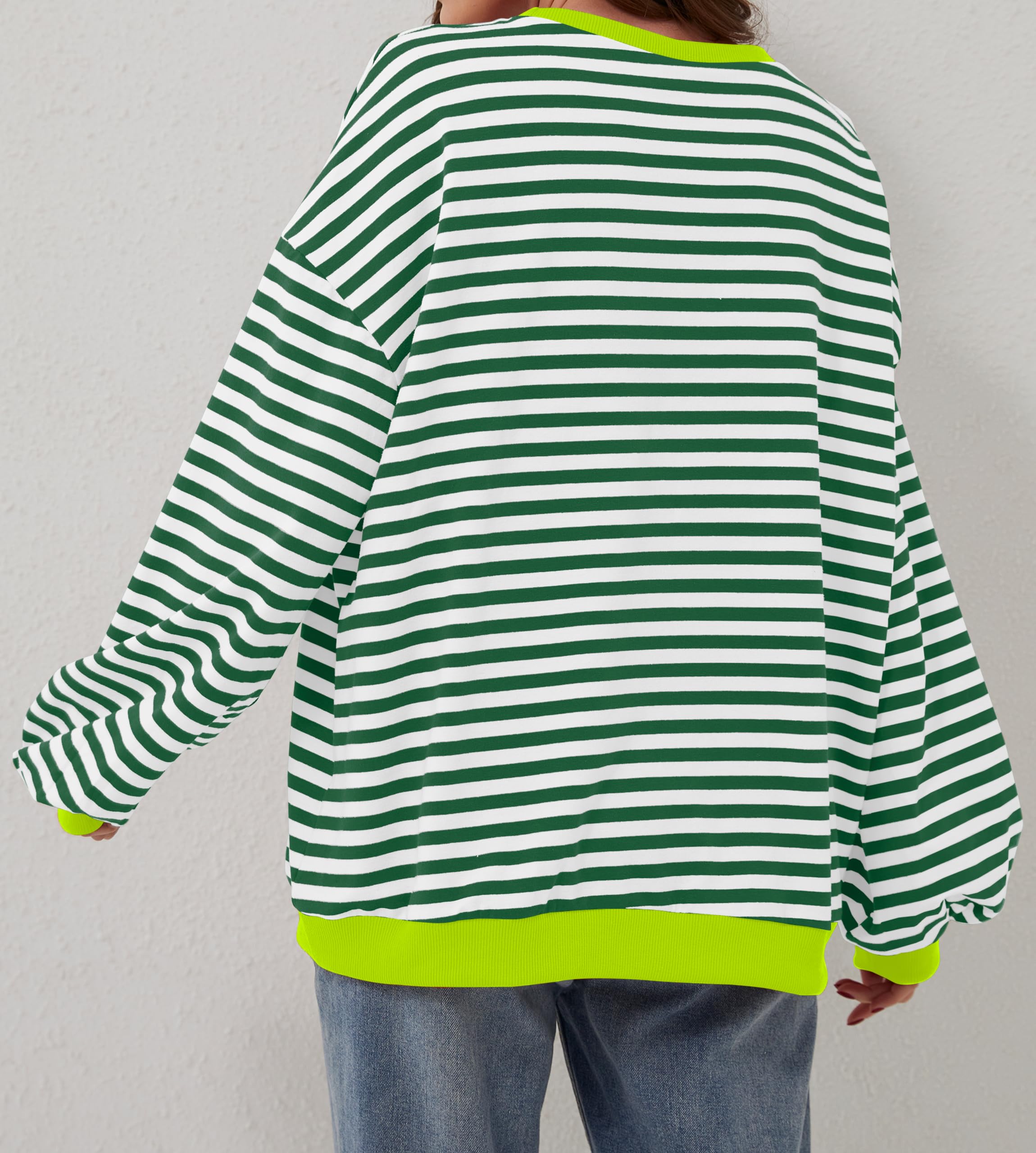 Women's Oversized Colour Block Stripe Long Sleeve Pullover (Buy 2 Free Shipping)