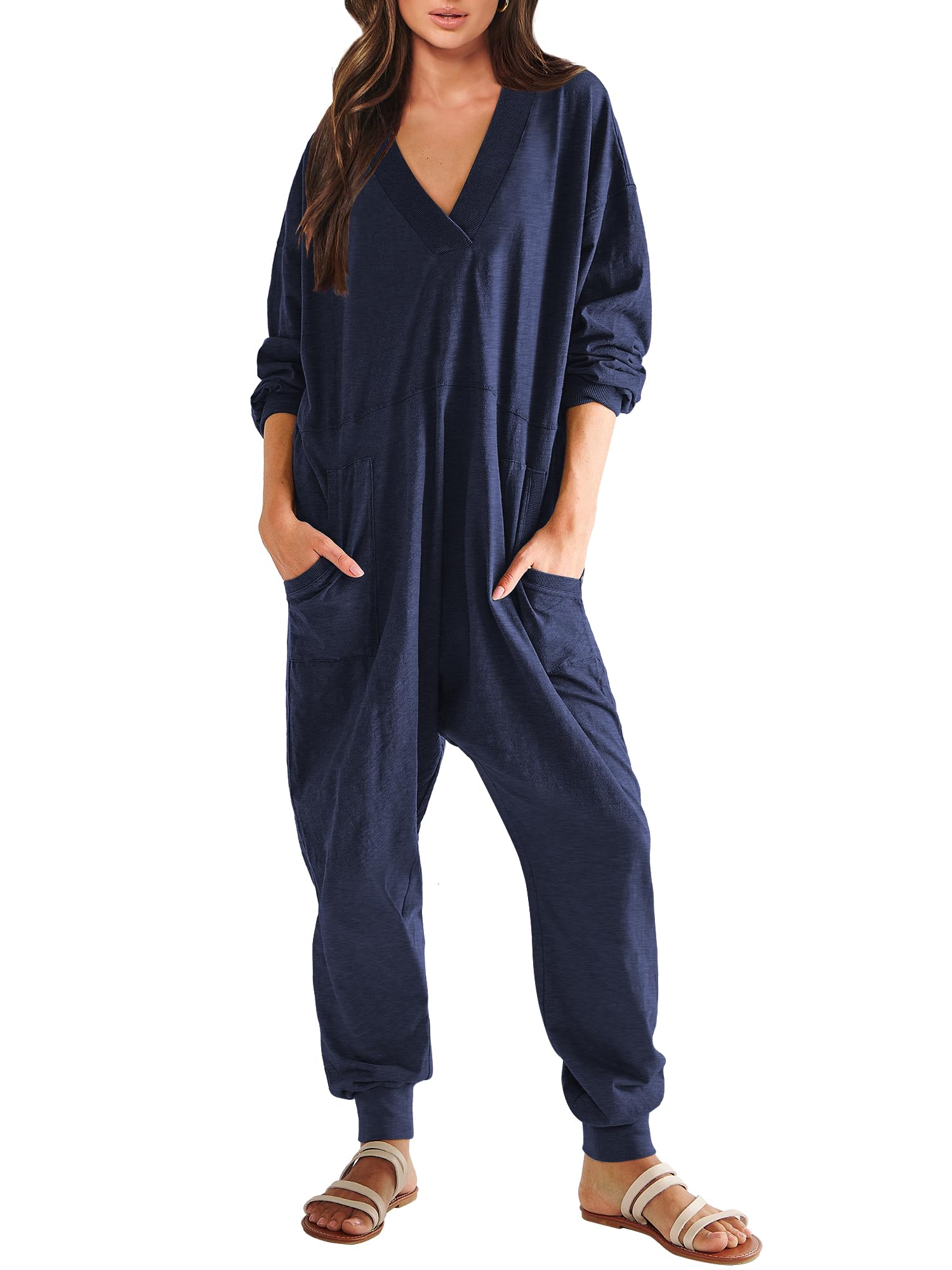 Women's Loose Long Sleeve Jumpsuit with Pockets（BUY 2 FREE SHIPPING）
