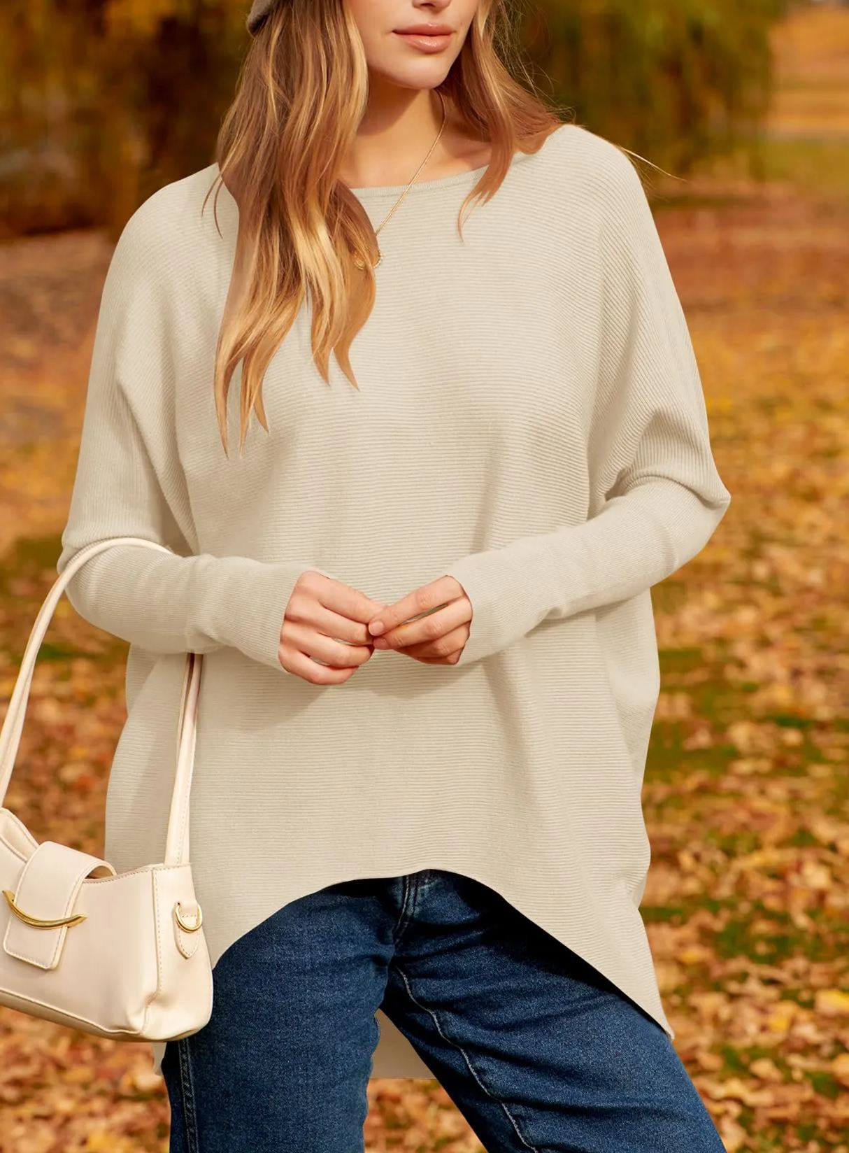 Casual Dolman Sleeve Knitted Pullover Sweater (Buy 2 Free Shipping)