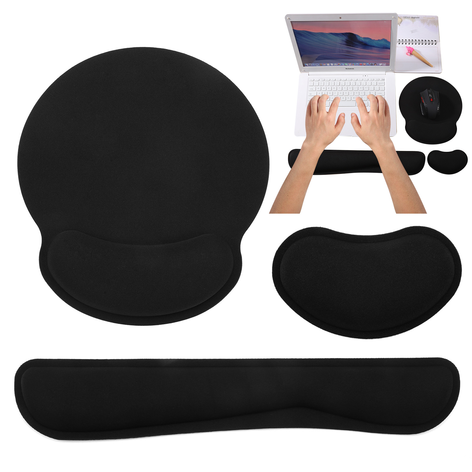 sixwipe Ergonomic Mouse Pad with Wrist Rest, No Slip Keyboard Wrist Rest and Computer Wrist Support, Memory Foam Wrist Pad for Keyboard for Easy Typing and Hand Pain Relief