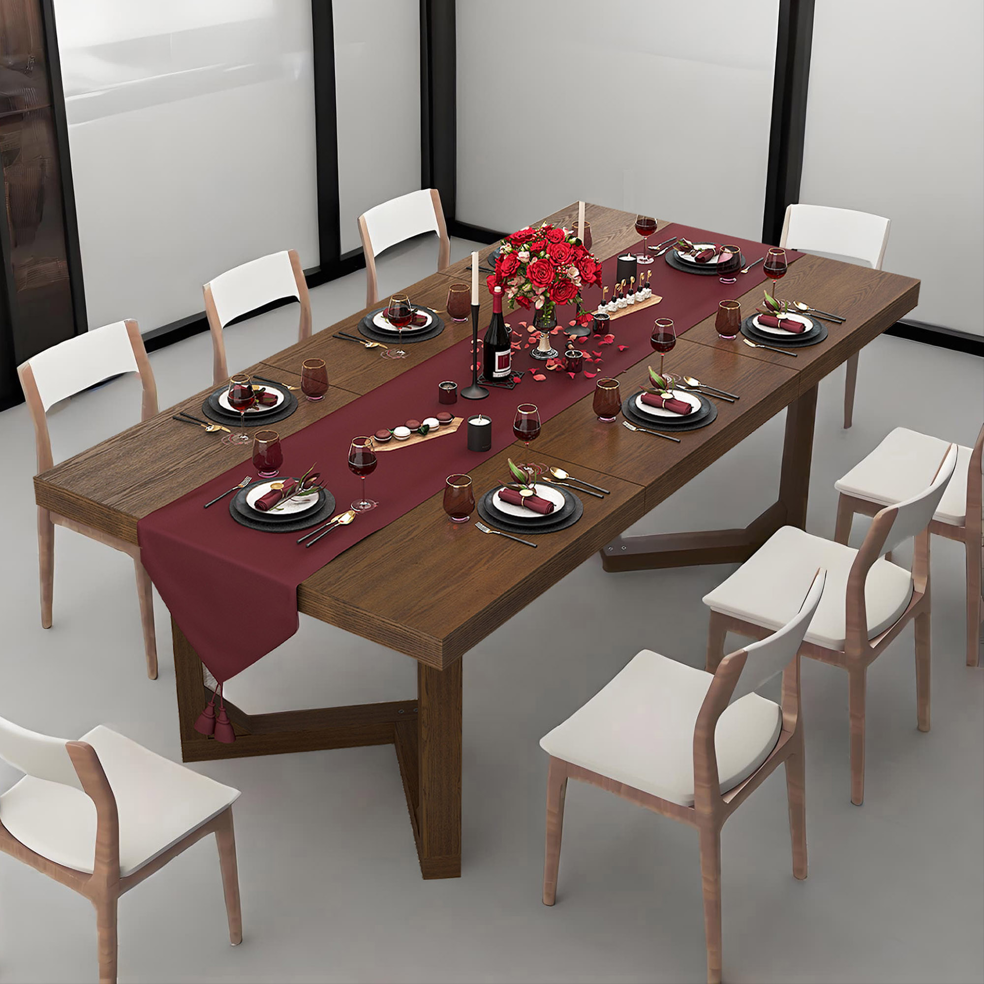 70 Inch Solid Wood Dining Table for 6-8 People