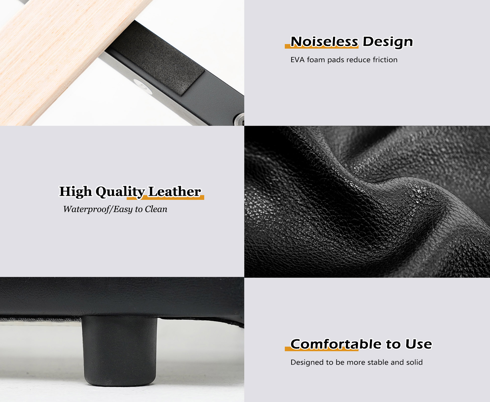 Faux Leather Bed Frame with 4 Drawers & USB Charging Station & LED Light Headboard Footboard