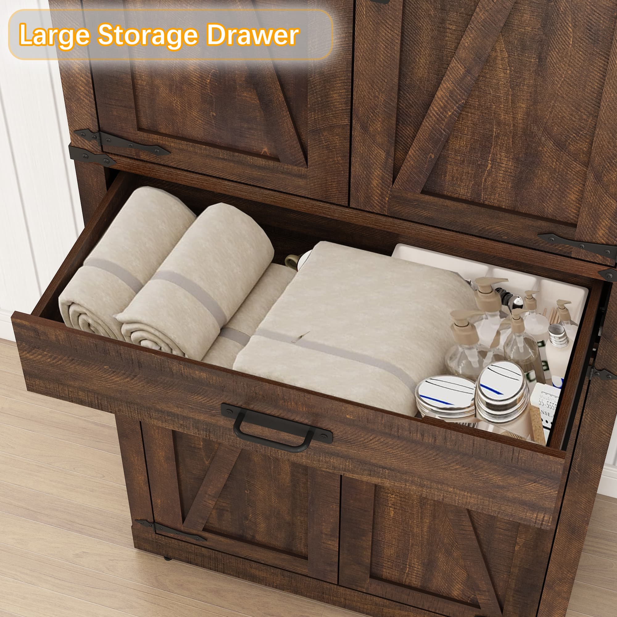 72.4'' Tall Bathroom Storage Cabinet with Drawer & 4 Storage Shelves