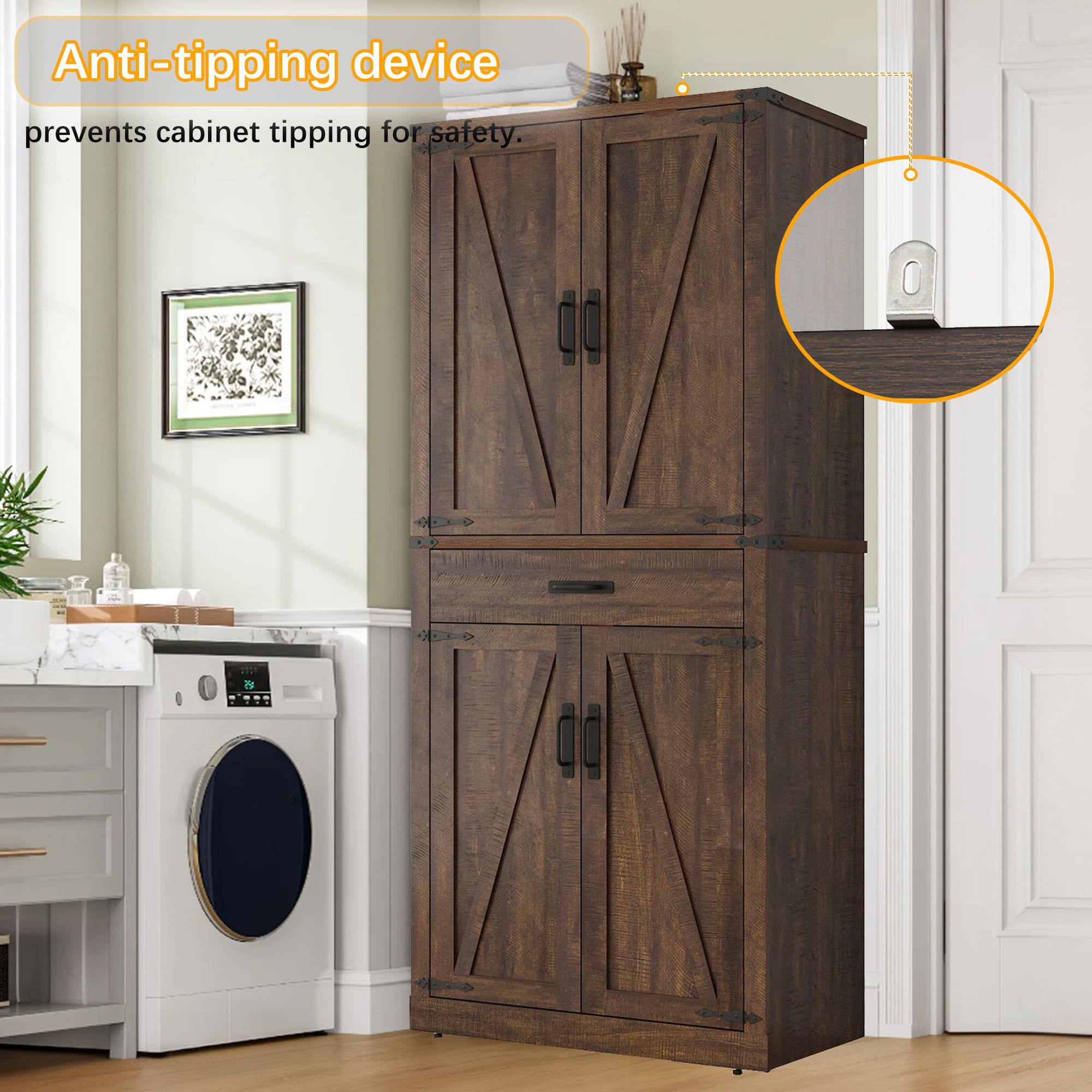 72.4'' Tall Bathroom Storage Cabinet with Drawer & 4 Storage Shelves