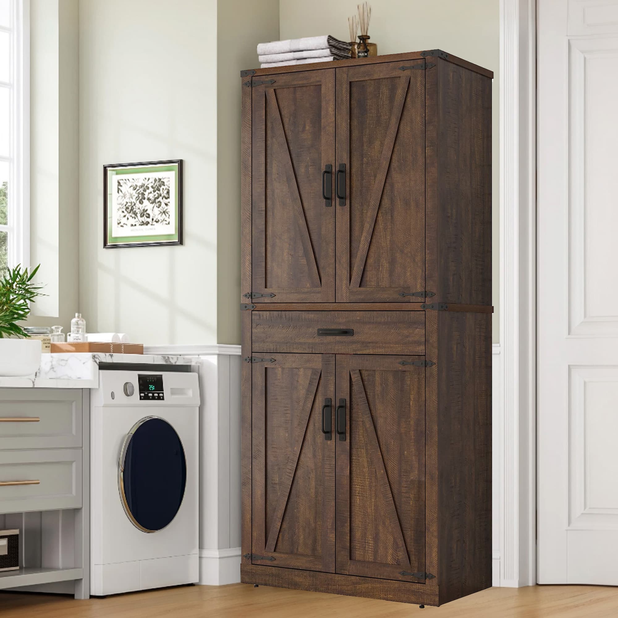 72.4'' Tall Bathroom Storage Cabinet with Drawer & 4 Storage Shelves