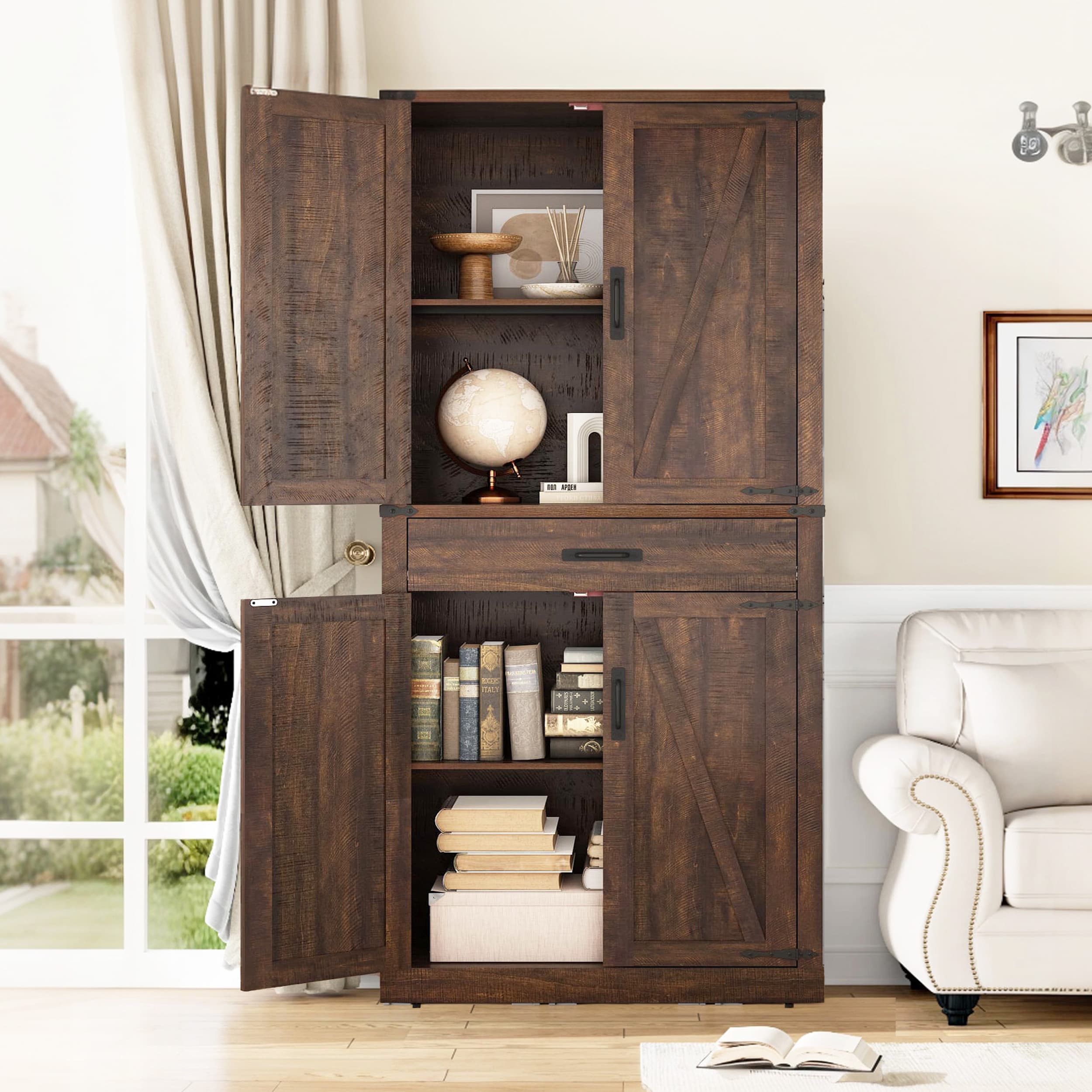 72.4'' Tall Bathroom Storage Cabinet with Drawer & 4 Storage Shelves