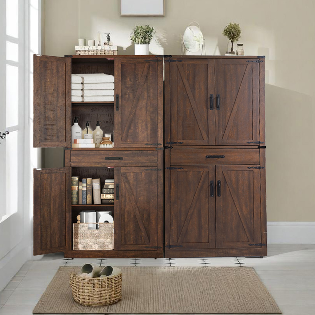 72.4'' Tall Bathroom Storage Cabinet with Drawer & 4 Storage Shelves