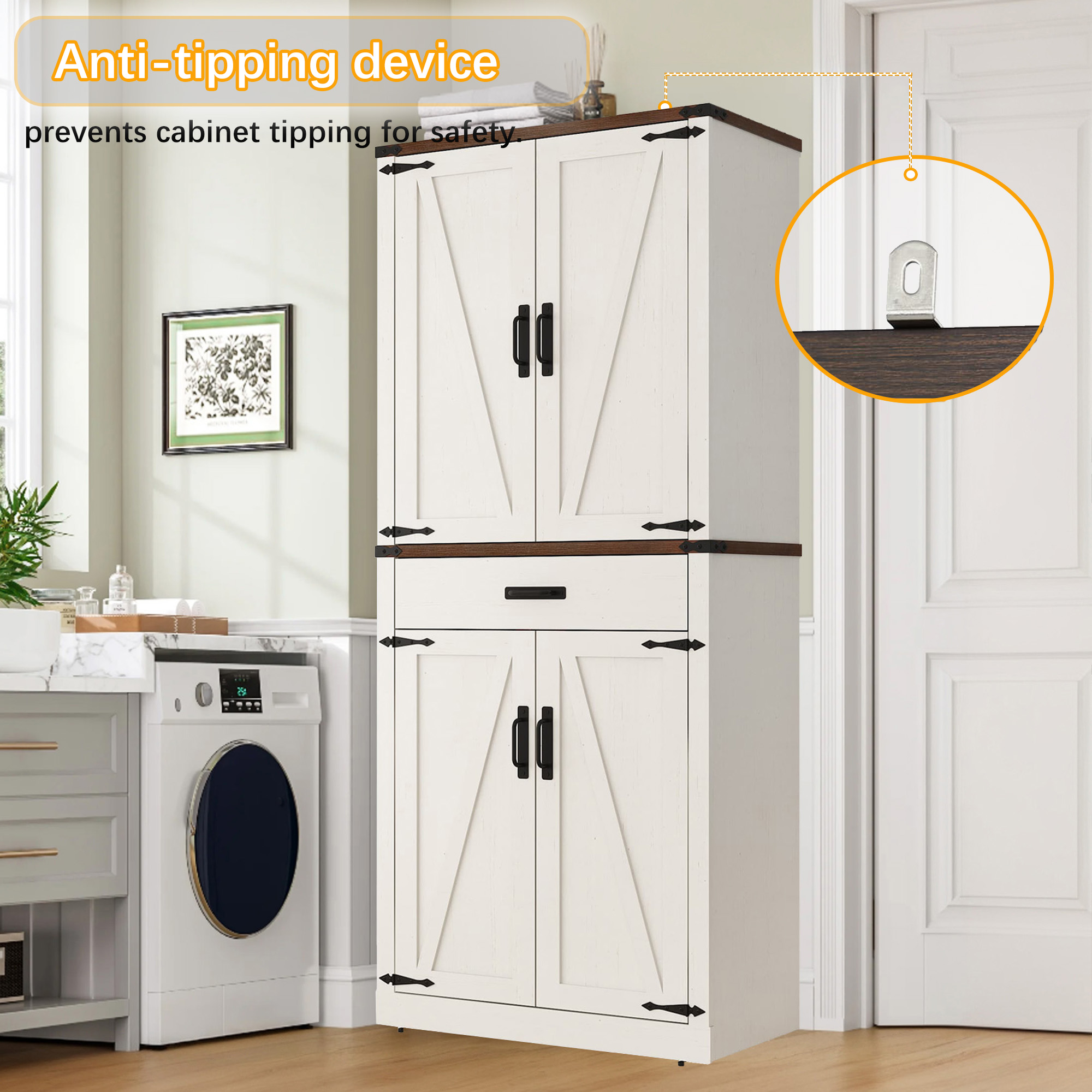 72.4'' Tall Bathroom Storage Cabinet with Drawer & 4 Storage Shelves