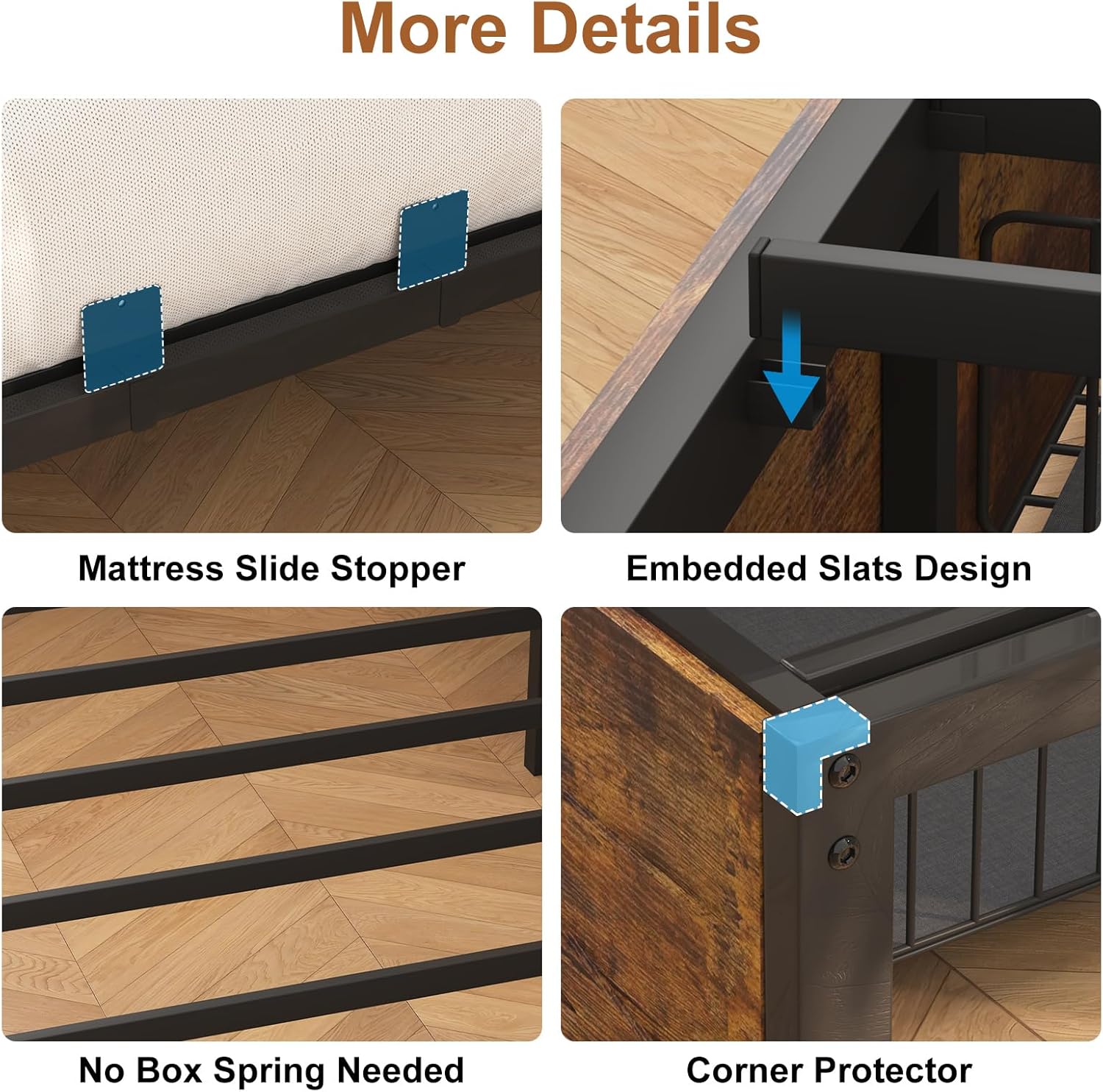 Blotout Twin Corner Bed Frame with Bookcase Headboard and Storage Drawers, Twin Metal Platform Bed Frame with Charging Station and LED Lights, Twin Size Daybed for Living Room, Bedroom and Guest Room