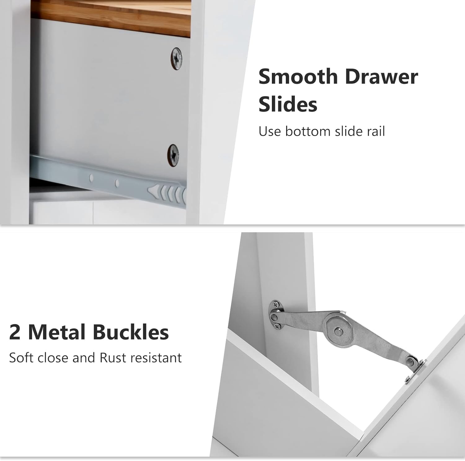 Hlivelood Double Trash Cabinet Tilt Out 20 Gallon, Pet Proof Kitchen Trash Cabinet Laundry Hamper with Cutting Board, Wood Garbage Recycling Station Hideaway Trash Holder Drawers