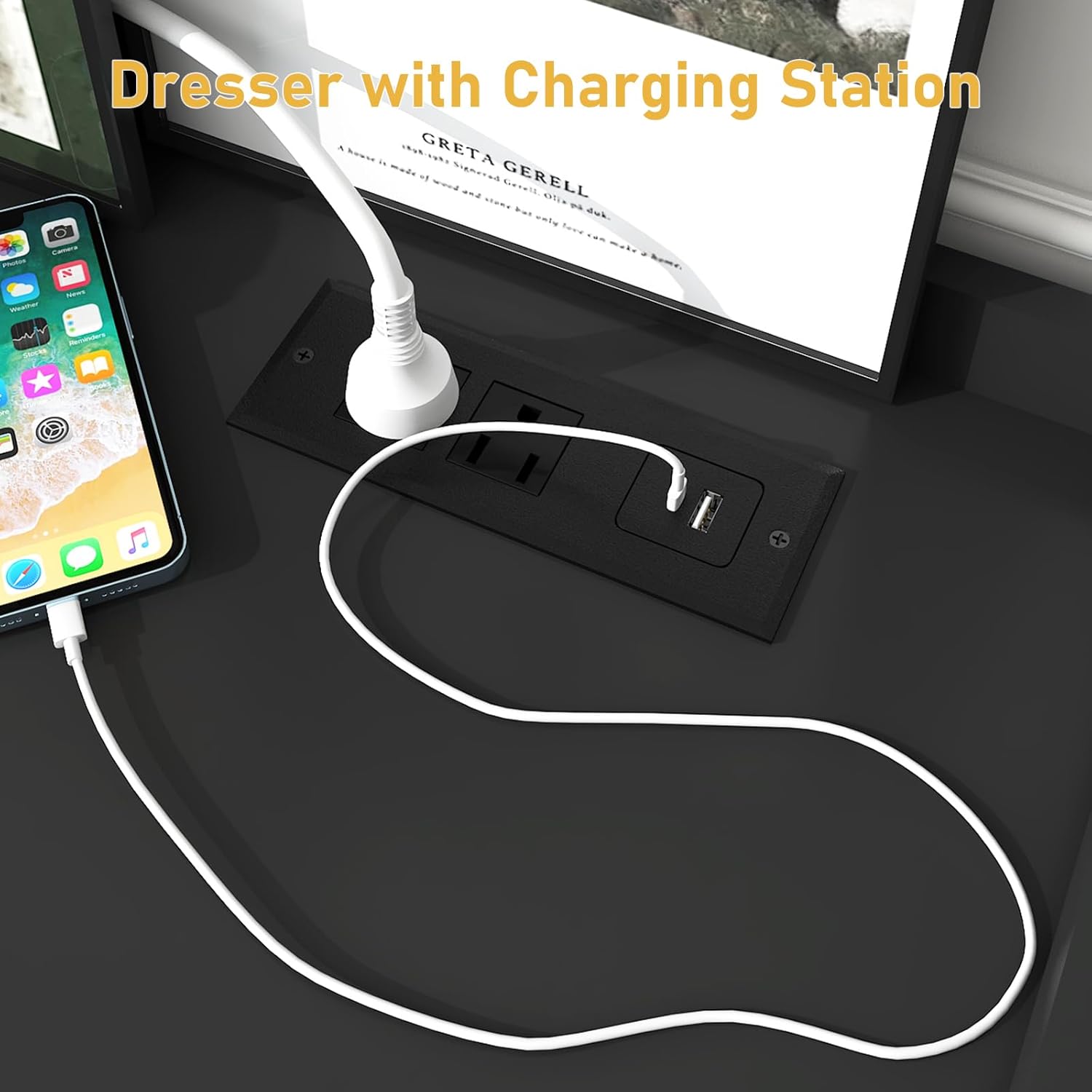 Black Dresser for Bedroom, 63 Inch Long 9 Drawers Dresser with Charging Station and LED light, Modern Large Wood Chest of Drawers, Dresser for Bedroom, Living Room, Entryway, Hallway