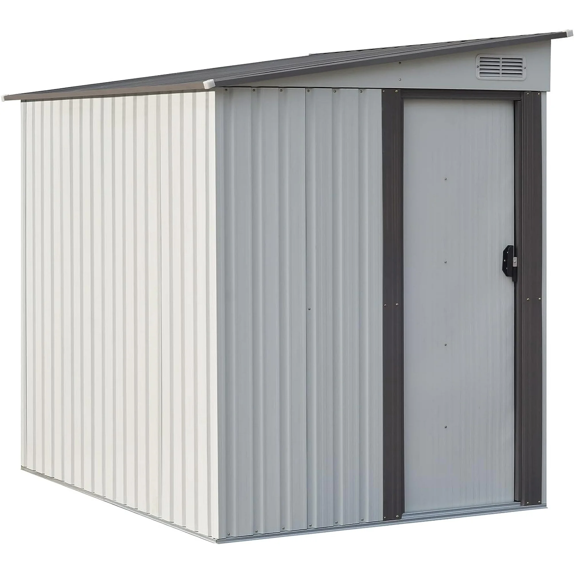 7' x 5' Outdoor Metal Storage Shed Garden Shed with Lockable Doors and Vents, Tools Shed Bike Shed Pet House for Backyard, Patio, Lawn, Brown