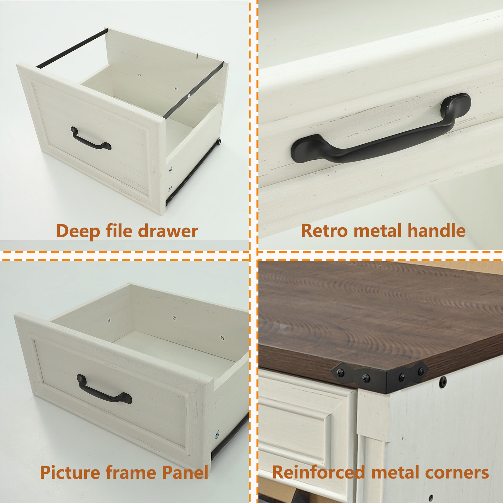 81" 2 Person Desk with 5 Drawers & Outlets