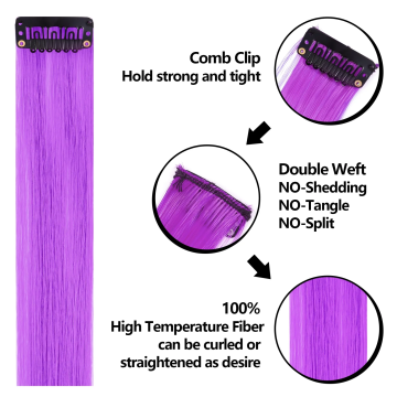 AOWOO 20 Pcs Colored Clip in Hair Extensions, 22 Inch Rainbow Straight Synthetic Hairpieces, Colored Hair Extensions with 2 Comb, Party Straight Highlights Long Hairpieces for Women Kids Girls