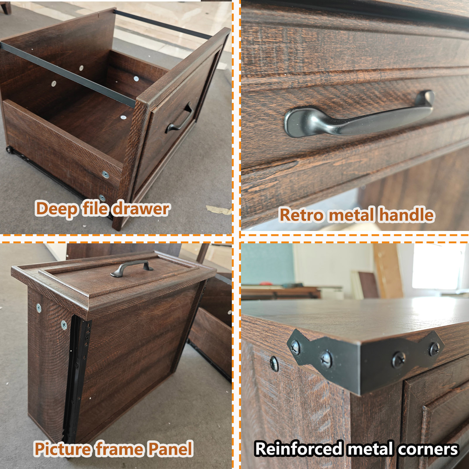 81" 2 Person Desk with 5 Drawers & Outlets