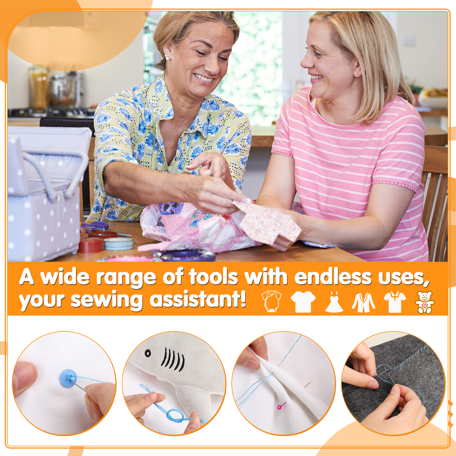 Armscye 213 Pcs Sewing Kit for Adults, Needle and Thread Kit for Sewing, Professional Sewing Supplies Accessories with Tailor Scissors, 43XL Thread, 30 Needles, Thread Snips and More for Travel Home