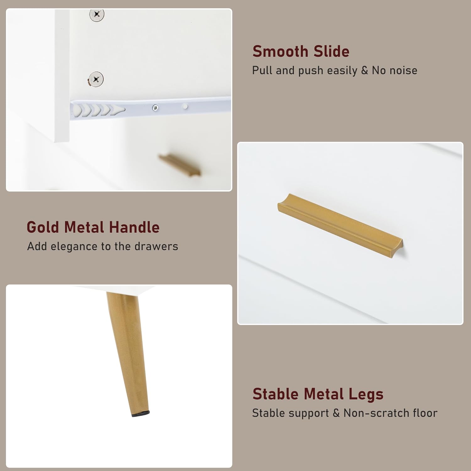 7 Drawer Dresser For Bedroom, 55-inch Marble and Gold Dresser Chest of Drawers Wood Bedroom Organizer