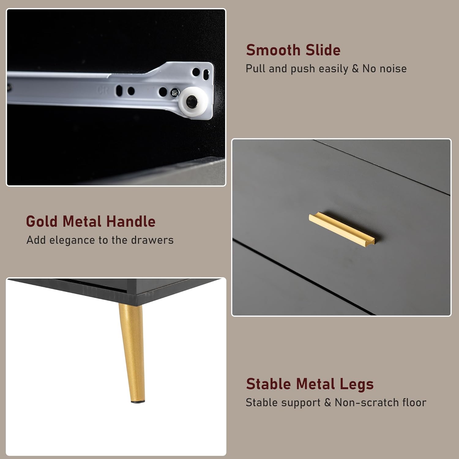 7 Drawer Dresser For Bedroom, 55-inch Marble and Gold Dresser Chest of Drawers Wood Bedroom Organizer