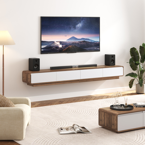 Blotout 94.5''Minimalist Floating TV Stand, Modern Wall-Mounted Media Console with 4 Drawers for Wall-mounted TV Up to 110''