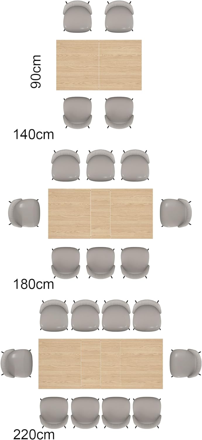 Blotout Extendable Dining Table for 6-10 Person, Large Wood Kitchen Table, Rectangular Extendable Table for Gatherings, Meeting for Small Kitchens, Dining Office Areas