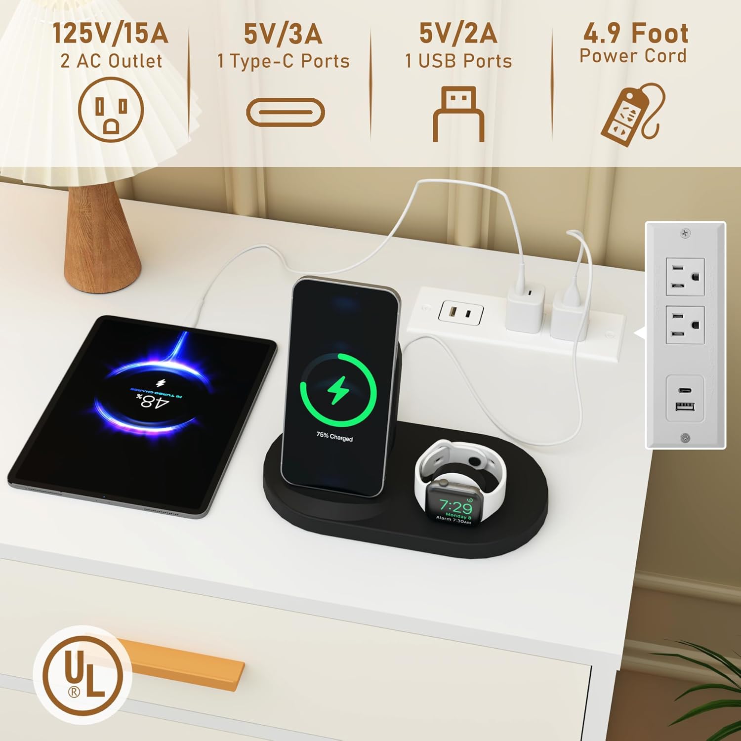 Blotout 12 Drawers Dresser w/Power Outlet, 60000 Colors Lights, 63''Long Wooden Dresser Chest w/Anti-toppling Design, Metal Handles Dresser for Living Room, Hallway, Entryway, Bedroom