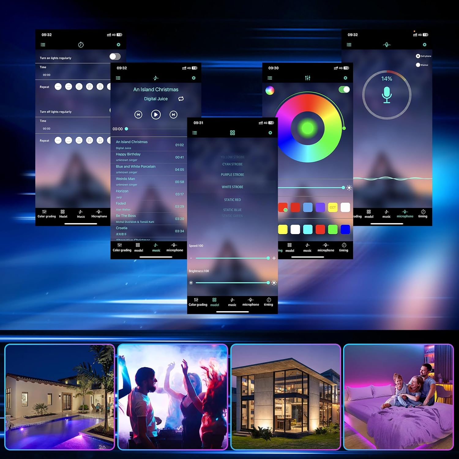 Hlivelood 79'' LED TV Stand for TVs up to 85'', High Glossy Entertainment Center with Storage Cabinet, Modern TV Console Media Cabinet for Living Room, Bedroom