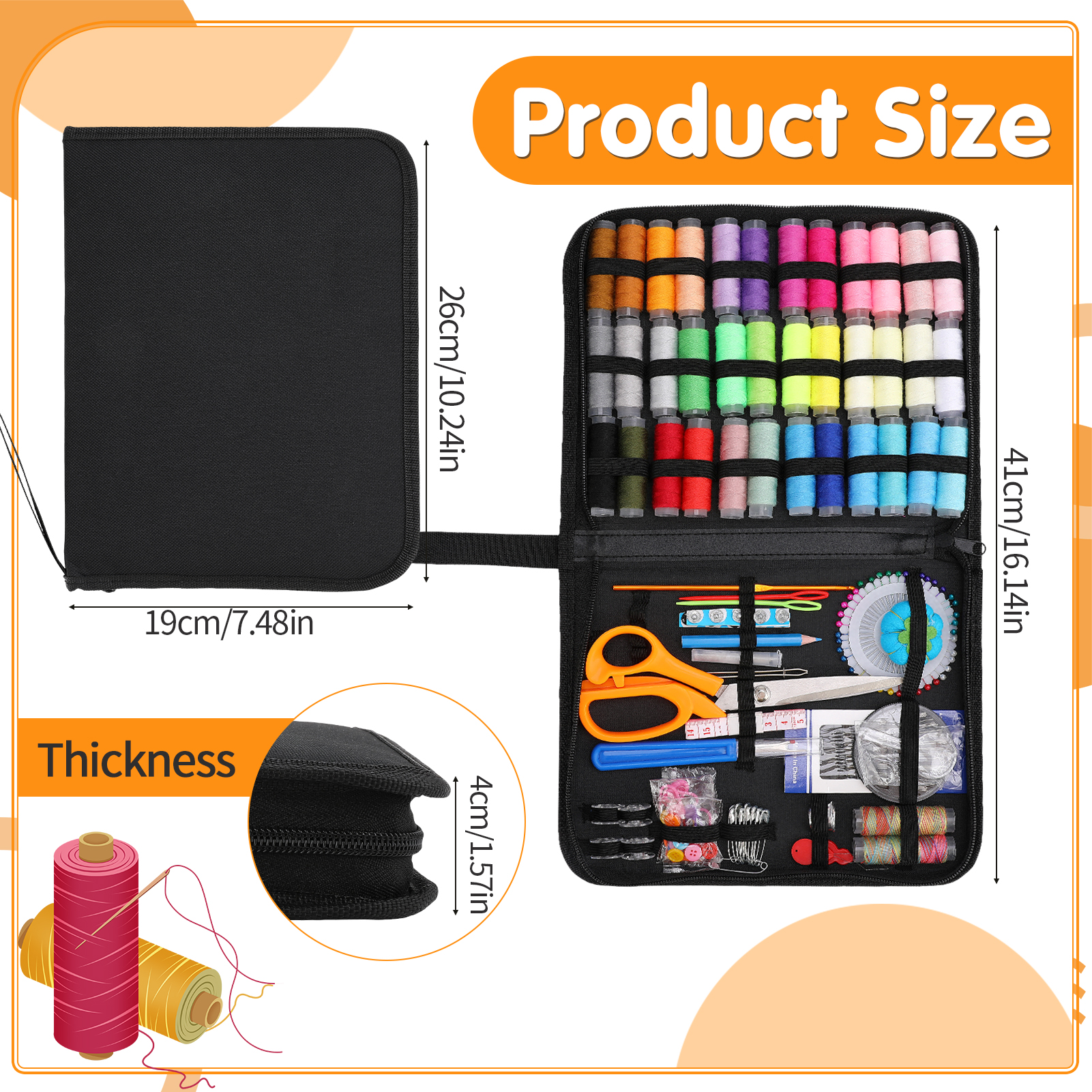 Armscye 213 Pcs Sewing Kit for Adults, Needle and Thread Kit for Sewing, Professional Sewing Supplies Accessories with Tailor Scissors, 43XL Thread, 30 Needles, Thread Snips and More for Travel Home