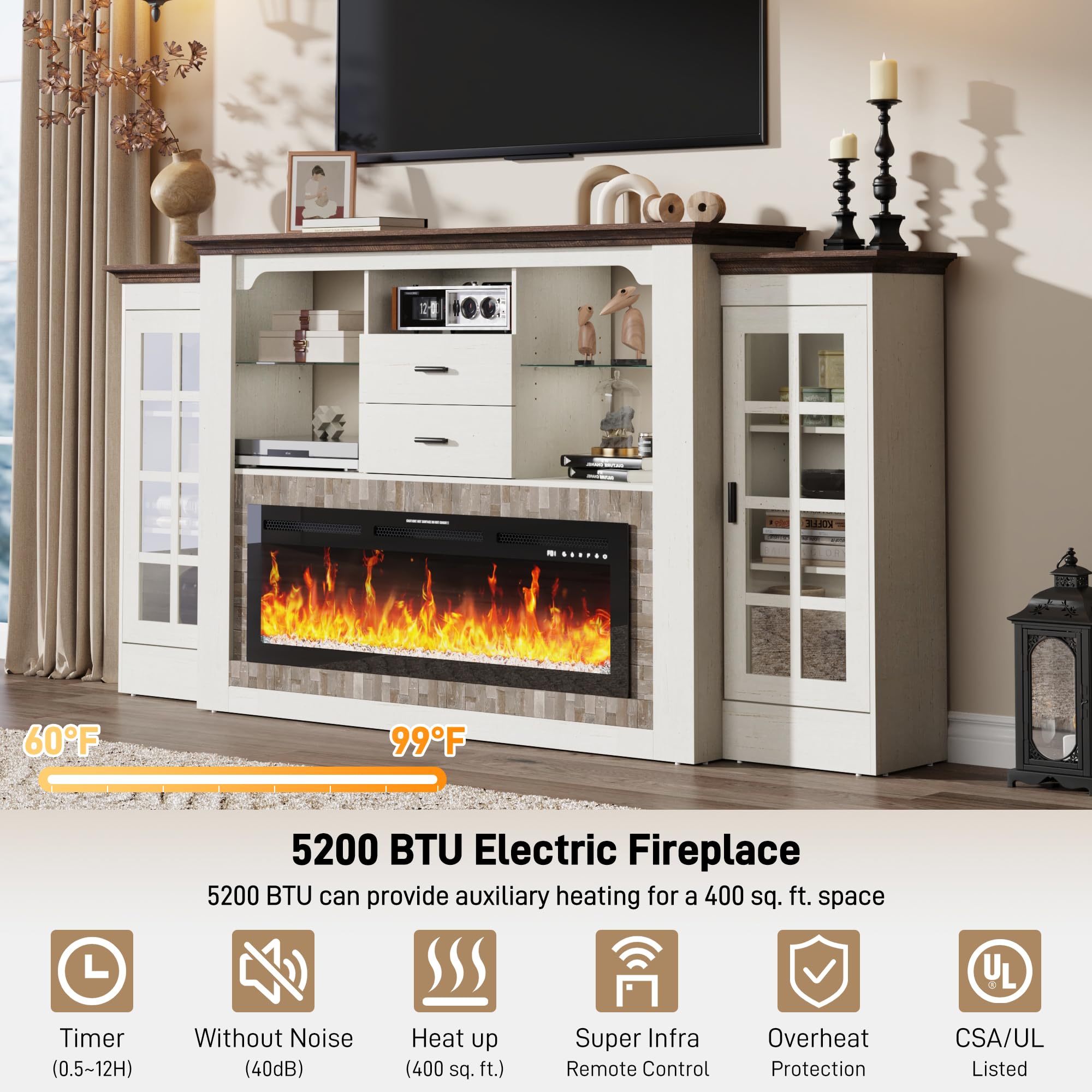 83" Electric Fireplace with Mantel