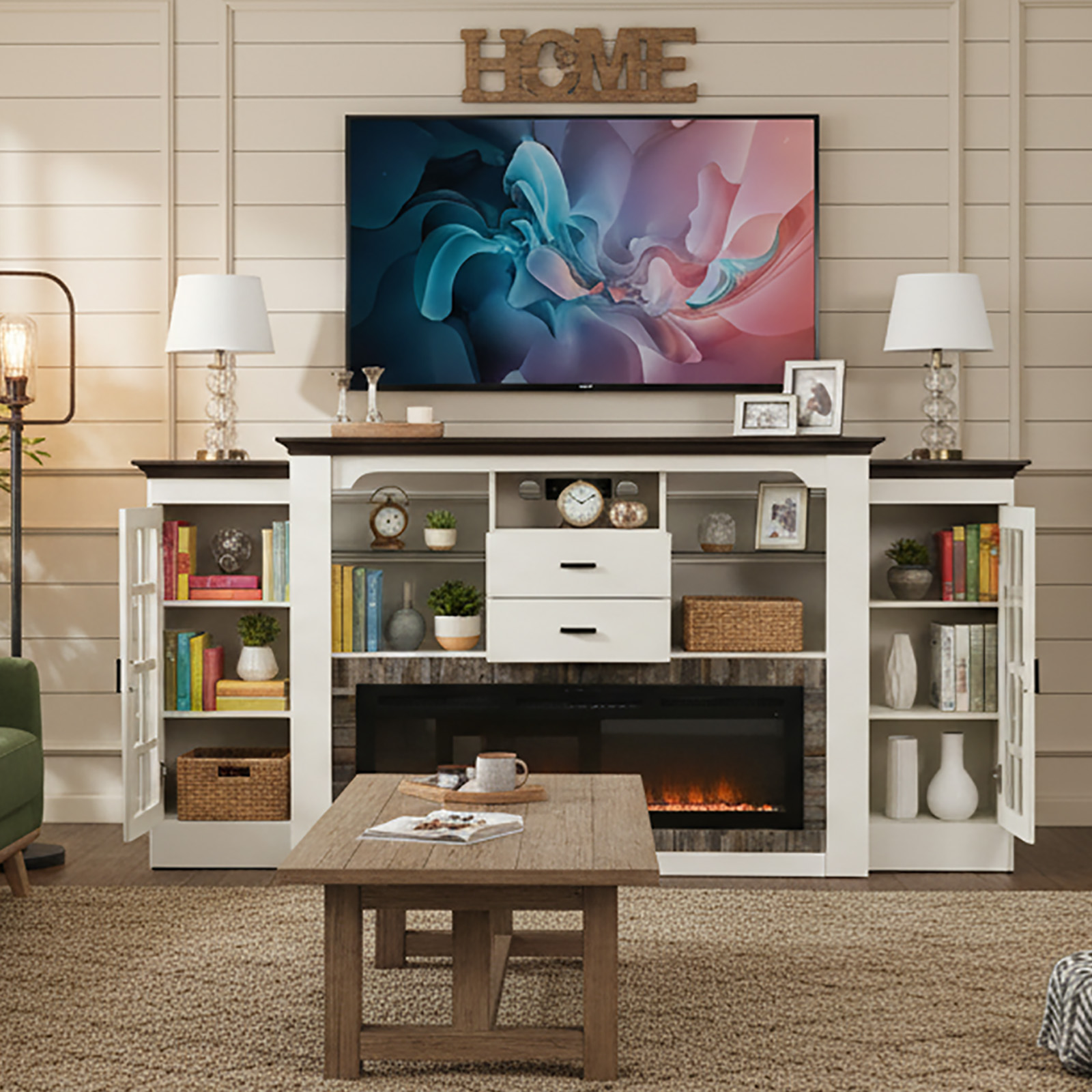 83" Electric Fireplace with Mantel