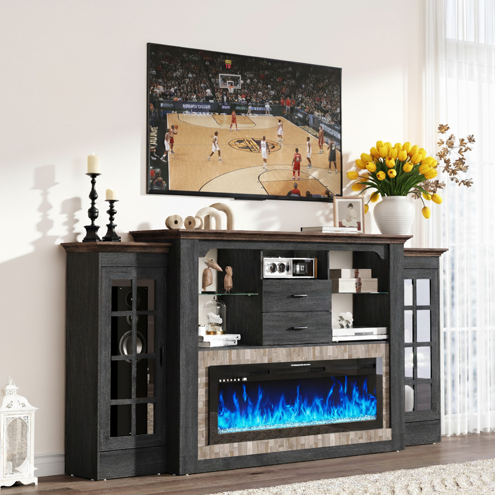 83" Electric Fireplace with Mantel