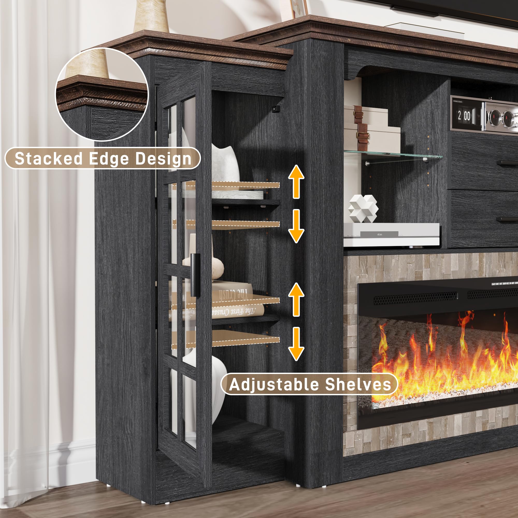 83" Electric Fireplace with Mantel