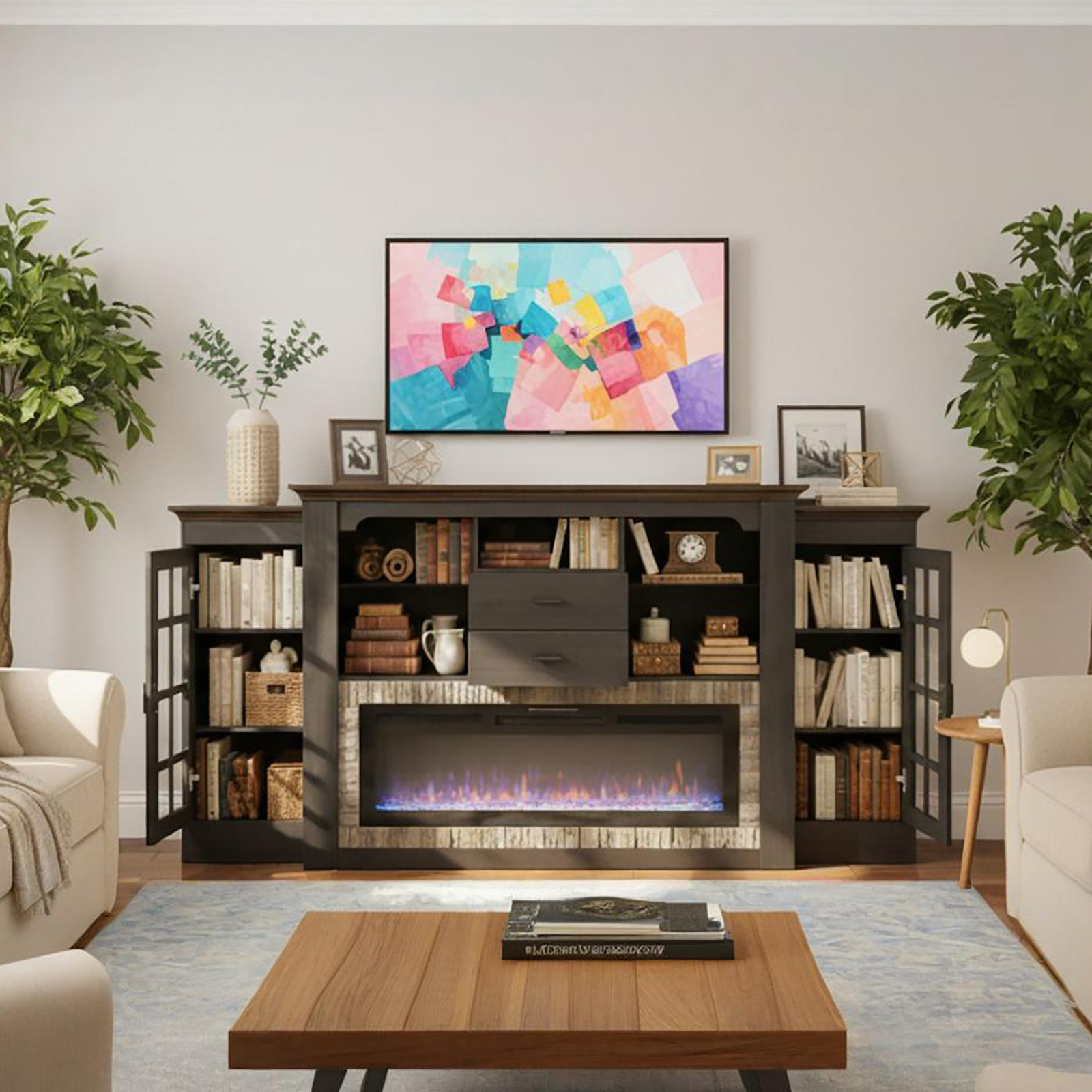 83" Electric Fireplace with Mantel