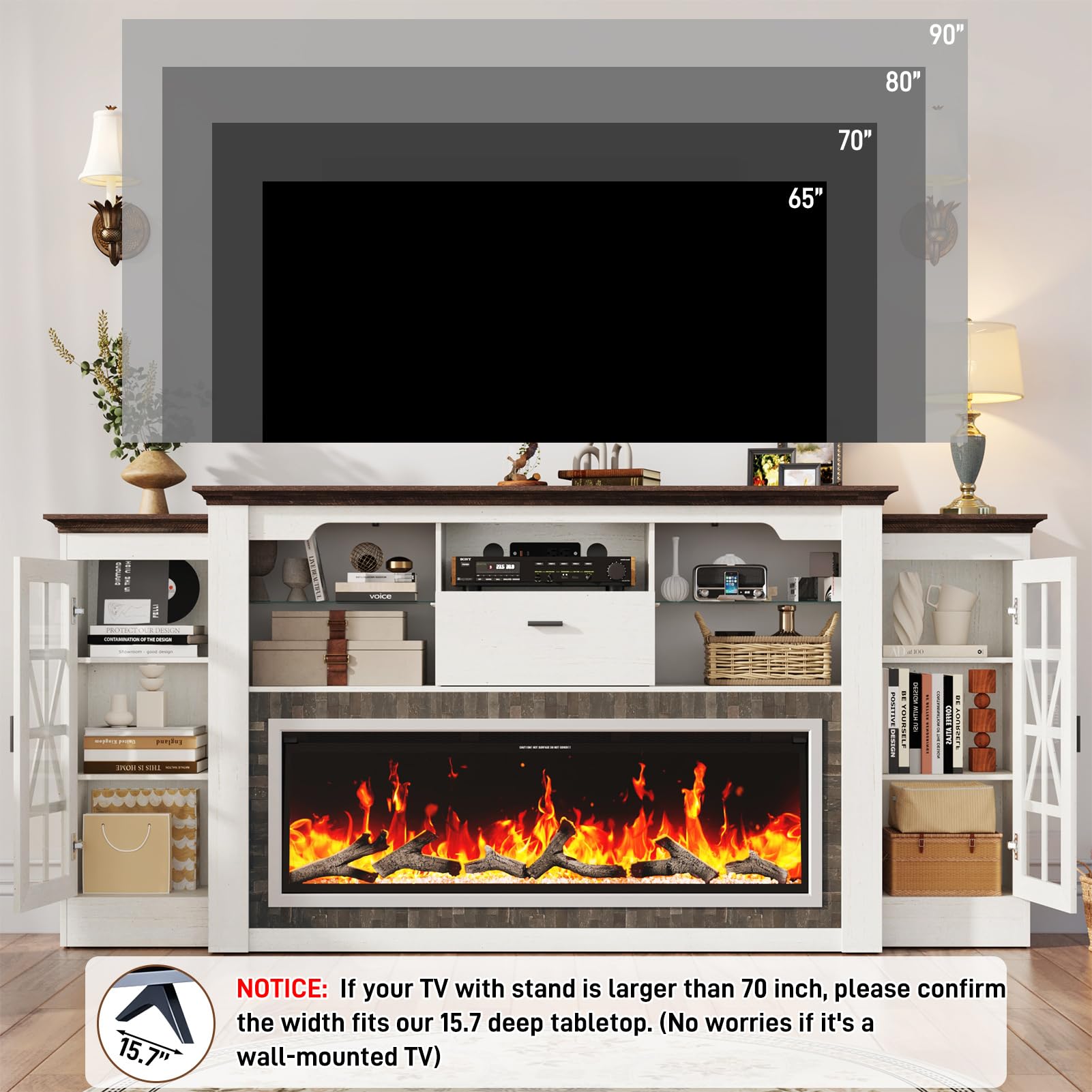 90" Electric Fireplace with Mantel