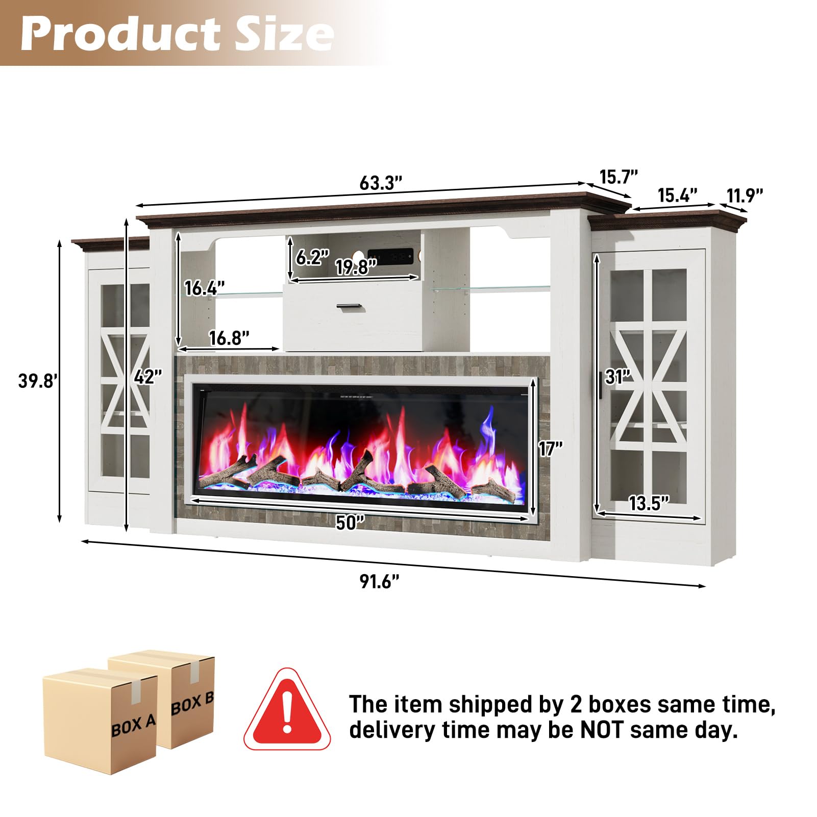 90" Electric Fireplace with Mantel